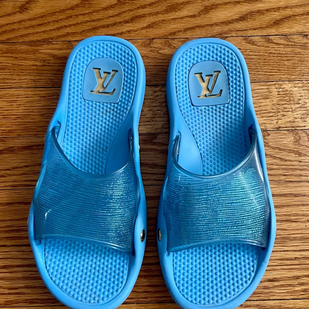 Louis Vuitton Blue Slide Sandals
